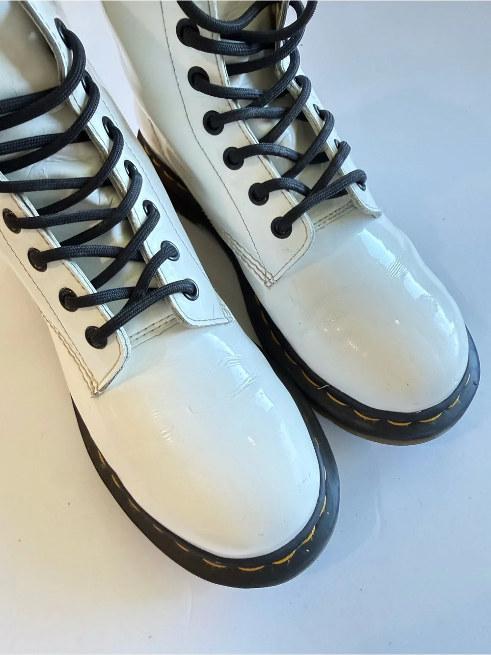 Dr. Martens 1460 White Patent Leather Combat Boots Women’s 7/38 8 Eye Lace Up